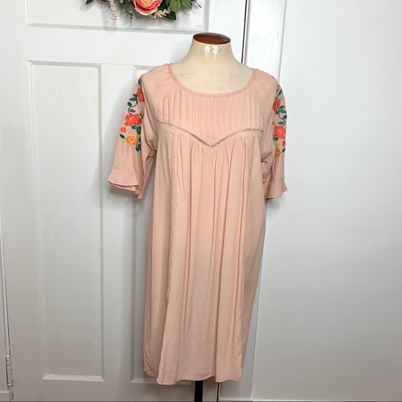 Altar'd State Dresses & Skirts - Altar’d State Blush Pink Embroidered Floral Dress